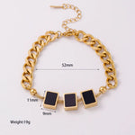 Luxury Design Fashion Simple Square Star Shell Chain Stainless Steel Bracelet Geometric Pattern Pendants