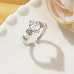 Heart Shape Open Ring for Women, Copper Material with Electroplated Gold Plating and Rhinestone Enamel Inlay