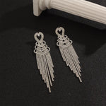 Heart Shape Drop Earrings for Women with Claw Setting, Golden Plated Copper, Water Plating, and Rhinestone Inlay
