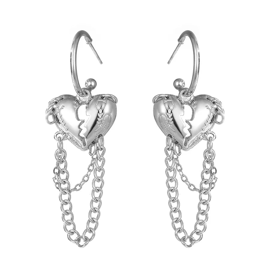 1 Pair Simple Style Classic Style Geometric Heart Shape Plating Alloy Earrings