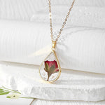 Eternal Flower Resin Necklace Luxury Floral Pendant Women's Geometric Pattern Alloy Jewelry Gift For Festival
