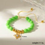 Women’s Electroplated Cross Bracelet in 304 Stainless Steel with 18K Real Gold PVD Coated Beaded Chain