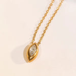 New Women's Stainless Steel Necklace Fashionable  High-End Embellished Colorful Diamond Clavicle Chain Sweater Chain Jewelry