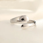 Adjustable Butterfly Knot Hollow Out Stainless Steel Ring Unique Style Geometric Pattern Women's Fashionable Open Ring