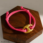 Heart Shape Electroplated Bracelet for Women in 304 Stainless Steel with 18K Real Gold PVD Coated Cord String