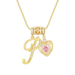 Heart Shape Unisex Necklace with Electroplated Copper Pendant and Zircon Inlay, Featuring a Durable Box Chain