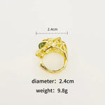 Wholesale 18K Gold Plated Copper Fashion Jewelry Rings High Quality Exaggerate Style Leopard Head Rings Men Women Inlay Parties