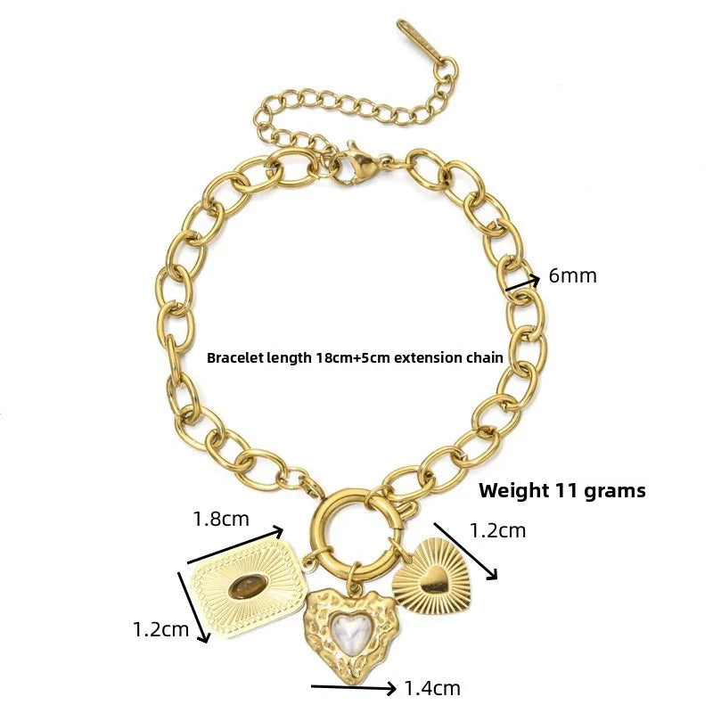 Fashionable Stainless Steel Openable Evil Eye Bracelet Geometric Pattern Simple Style Women's Accessory DIY Pendant Bracelet