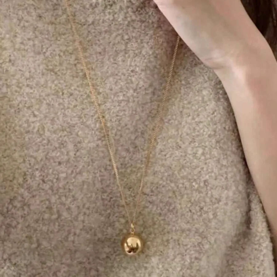 Electroplated Ball Necklace for Women in 304 Stainless Steel with 18K Real Gold PVD Coated and Cable Chain