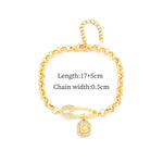Waterproof Non Tarnish Bracelets for Women with 18K Gold Plated 201 Stainless Steel, Zircon Inlay, Round Pearl Chain
