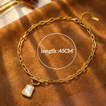 Waterproof Non Tarnish Shell Necklace for Women with 18K Real Gold Plated 304 Stainless Steel and PVD Coated Paperclip Chain
