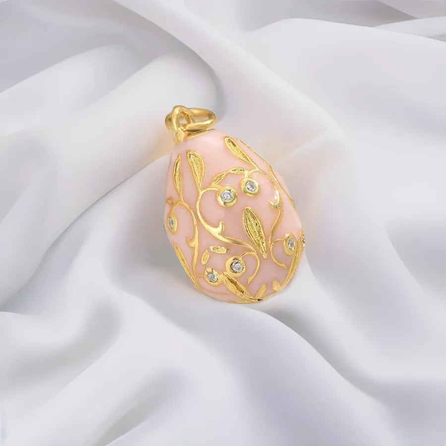 Easter Themed Copper Pendant Simple Fashion New Creative Zircon Inlay Egg Shape DIY Jewelry Versatile Basic Style Electroplated
