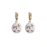 Geometric Enamel Earrings in Dyed Black with Zinc Alloy Posts for Women