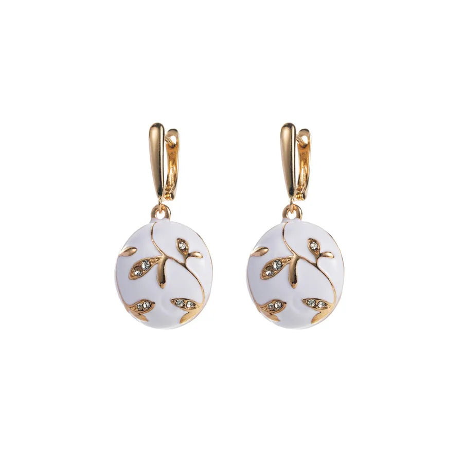 Geometric Enamel Earrings in Dyed Black with Zinc Alloy Posts for Women