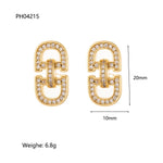Electroplated Letter Earrings for Women in Copper with Zircon Inlay and Water Plating Process