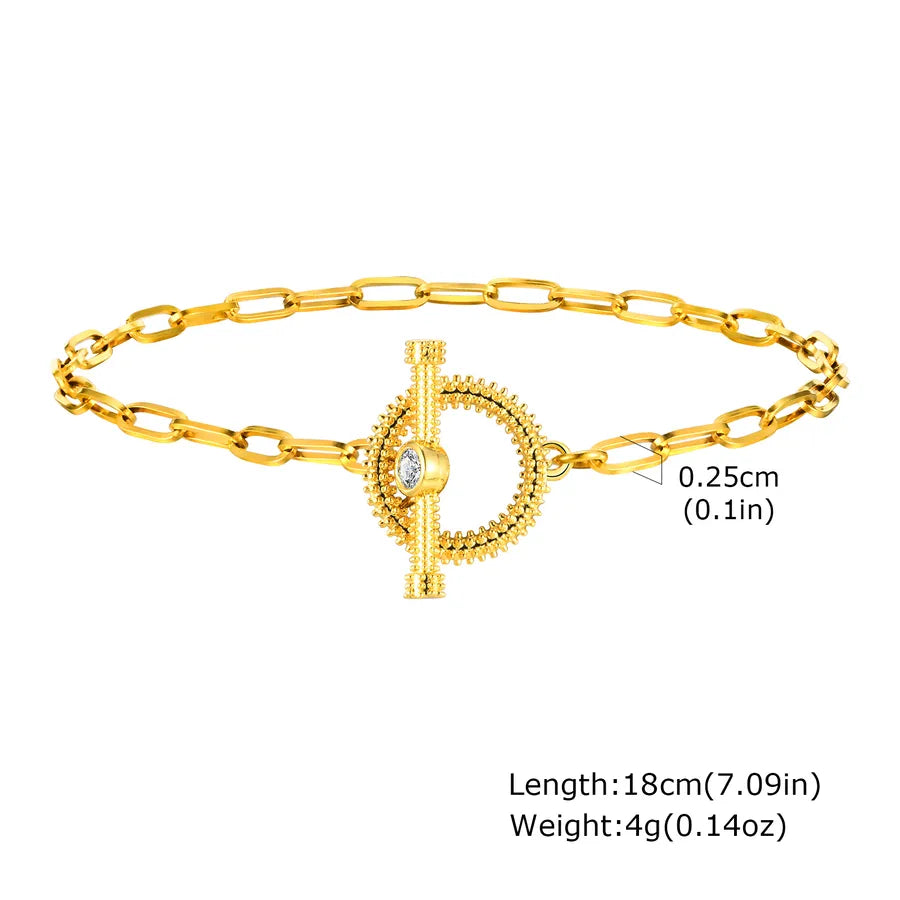 Wholesale Jewelry IG Style Flower 201 Stainless Steel Copper Zircon 18K Gold Plated Bracelets