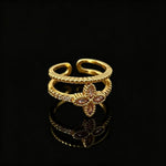 Simple Style Copper Bow Tie Open Ring for Women with Zircon Inlay, Perfect for Wedding Season