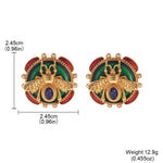 Handmade Retro Bee Earrings for Women in Brown Alloy with Pearl Inlay
