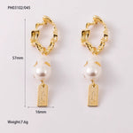 925 Silver Pearl Earrings Women's Long Vintage Irregular Baroque Design Geometric Pattern Polished Surface Elegant And Glorious