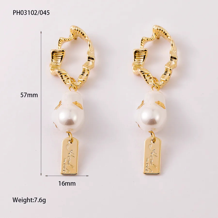 925 Silver Pearl Earrings Women's Long Vintage Irregular Baroque Design Geometric Pattern Polished Surface Elegant And Glorious