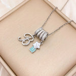 Black Four Leaf Clover Necklace Simple High-End Luxury Niche Design High-End Feelings Accessories Titanium Steel And Copper