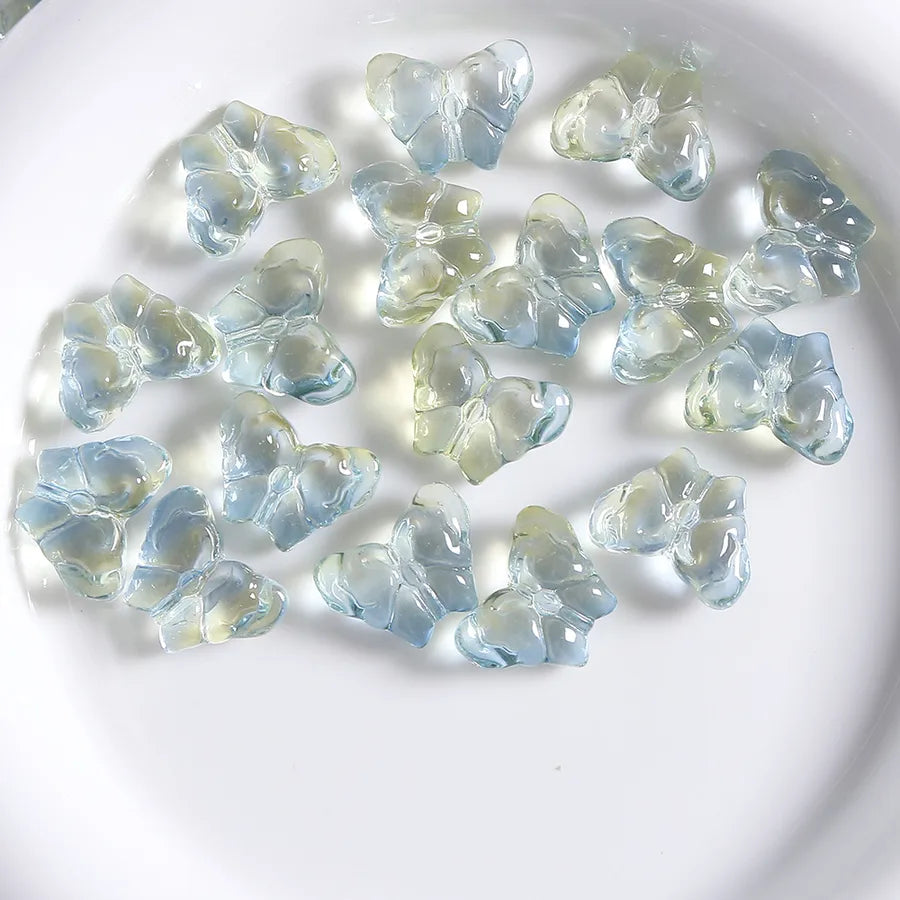10 PCS Glass Butterfly Beads for Jewelry Making in Light Blue, Perfect for DIY Accessories