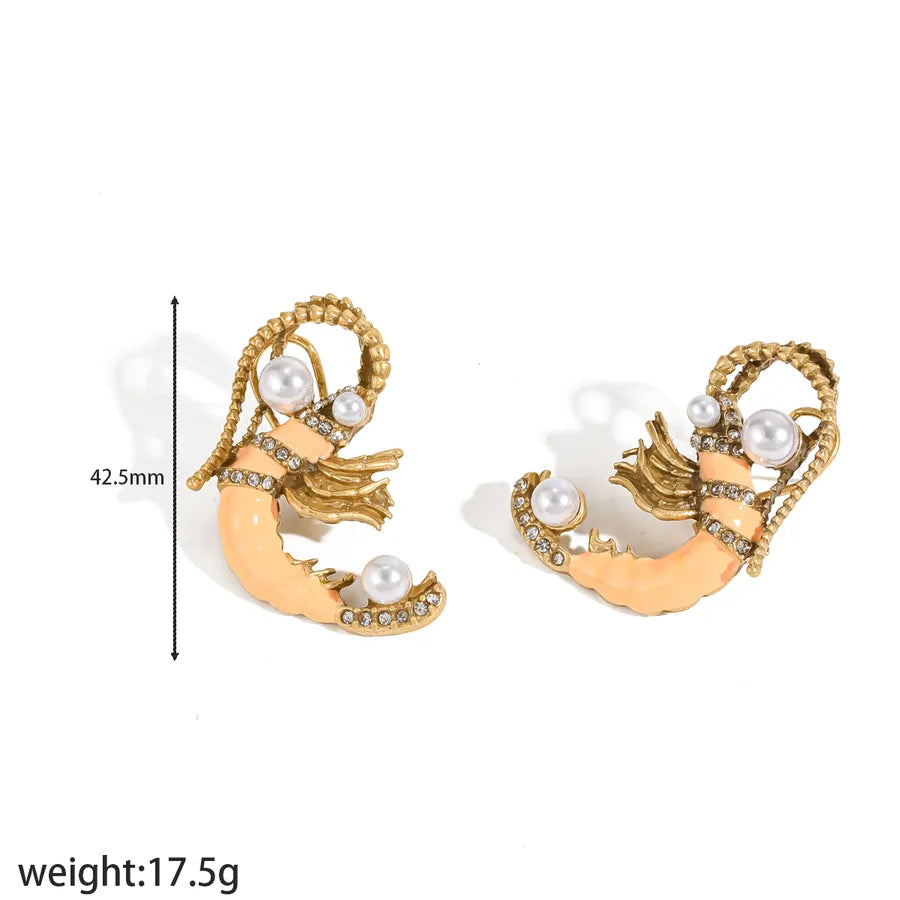 Retro Electroplated Geometric Stud Earrings for Women with Multicolor Zinc Alloy and Artificial Pearl Inlay