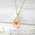 Eternal Flower Resin Necklace Luxury Floral Pendant Women's Geometric Pattern Alloy Jewelry Gift For Festival
