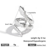 Elegant Snake-Shaped Titanium Steel Ring Stylish Adjustable Size Fashionable Luxury Feel Stainless Steel Rings For Women