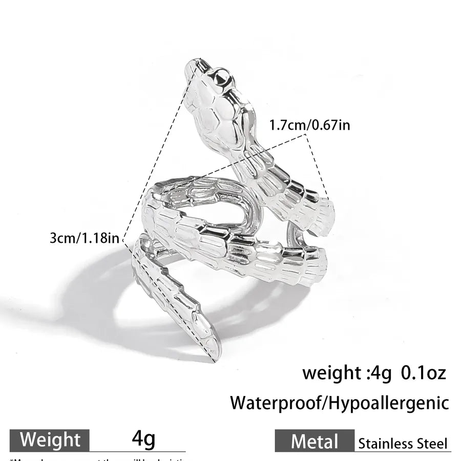 Elegant Snake-Shaped Titanium Steel Ring Stylish Adjustable Size Fashionable Luxury Feel Stainless Steel Rings For Women