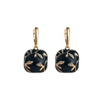 Geometric Enamel Earrings in Dyed Black with Zinc Alloy Posts for Women