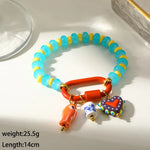 Elegant Heart Shape Beaded Chain Bracelet for Women in Multicolor Alloy with Beading Craft