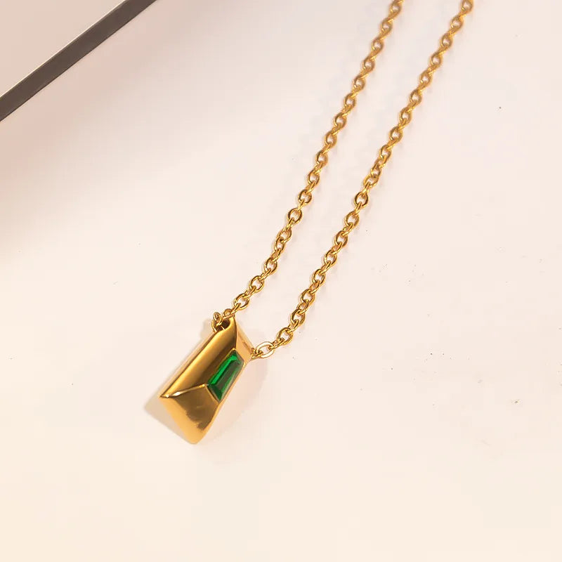 New Women's Stainless Steel Necklace Fashionable  High-End Embellished Colorful Diamond Clavicle Chain Sweater Chain Jewelry