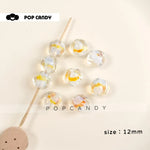 Handmade Glass Beads with Glass Bead Inlay, Yellow DIY Jewelry Making Beads