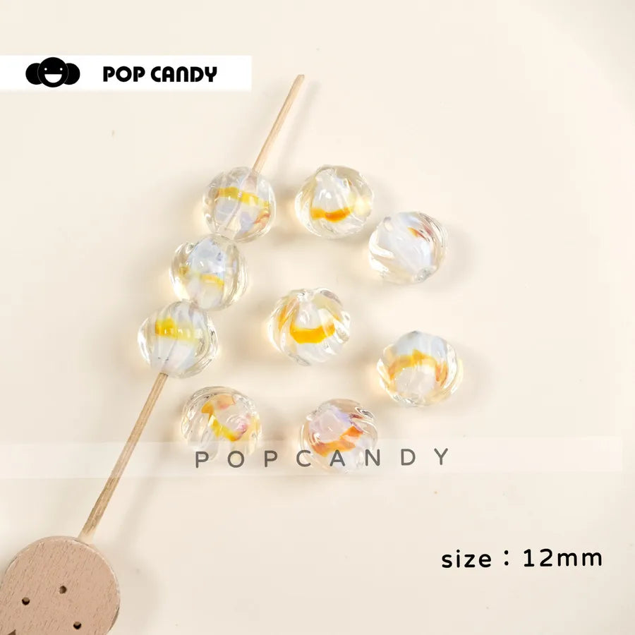 Handmade Glass Beads with Glass Bead Inlay, Yellow DIY Jewelry Making Beads