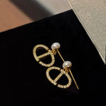 For Women Stud Earrings Featuring Freshwater Pearl Inlay and 925 Sterling Silver Copper Ear Pins