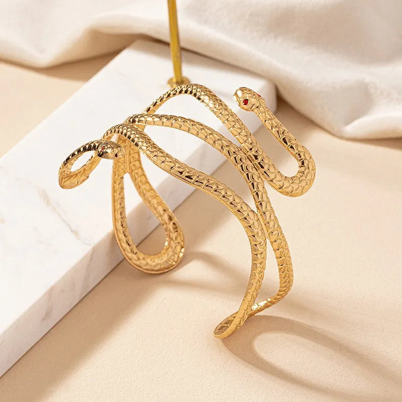 ig style simple style snake ferroalloy plating inlay rhinestones silver plated women's arm bracelet