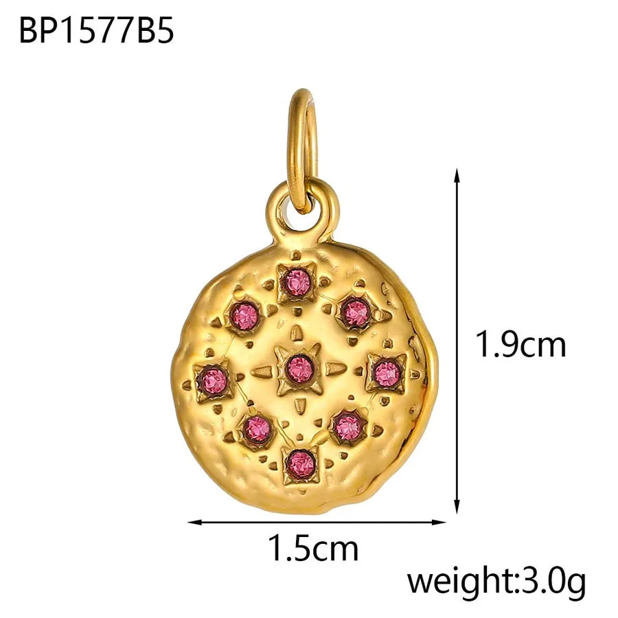 Stainless Steel Classical Bohemian Style Evil Eye Geometric Round Pendant DIY Trendy Niche Jewelry Accessories