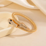 Exaggerated Snake Pattern Wristband for Women, Electroplated Alloy with Rhinestones, Stylish Bangle