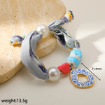 Electroplated Flowers Bracelet for Women in 304 Stainless Steel with 18K Real Gold PVD Coated on Silk Scarf Cord