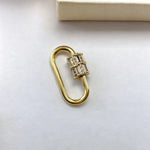 Polished Copper Jewelry Buckle with Zircon Inlay and Screw Clasp Closure, Electroplated Finish Featuring Smooth Surface