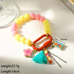 Elegant Multicolor Star Beaded Chain Bracelet for Women, Crafted with Alloy Beading