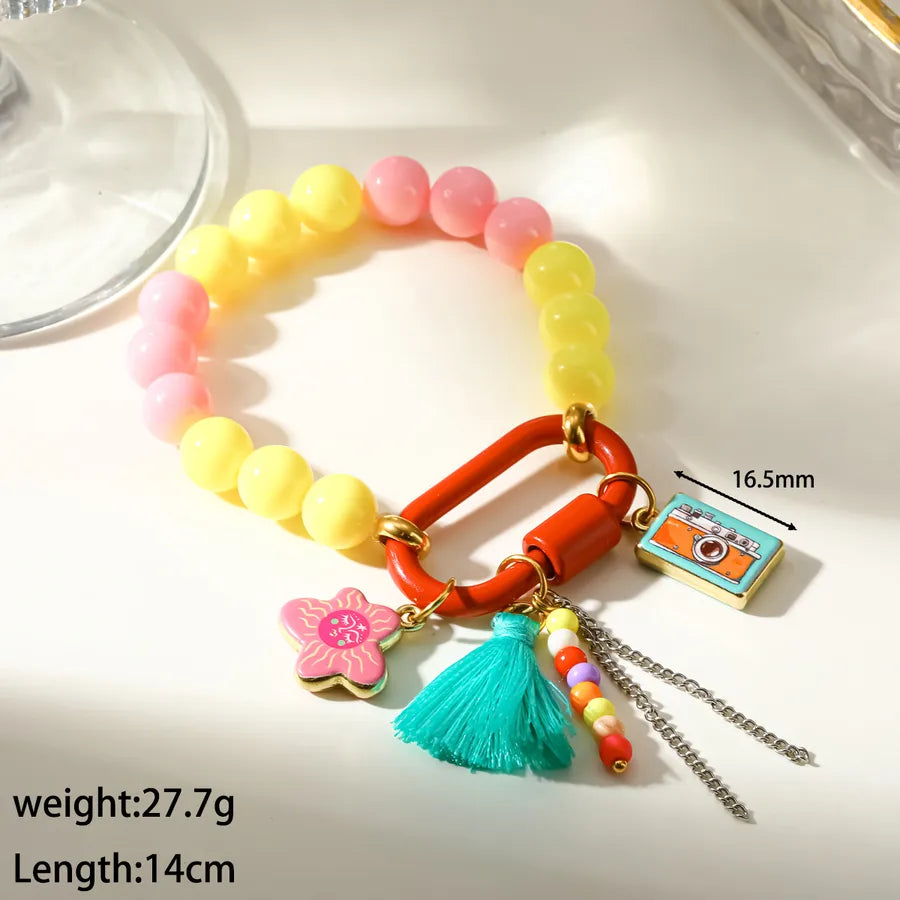 Elegant Multicolor Star Beaded Chain Bracelet for Women, Crafted with Alloy Beading