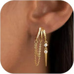 Asymmetrical Novelty Chain Stud Earrings for Women in Copper with Electroplated Finish