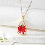 Eternal Flower Resin Necklace Luxury Floral Pendant Women's Geometric Pattern Alloy Jewelry Gift For Festival