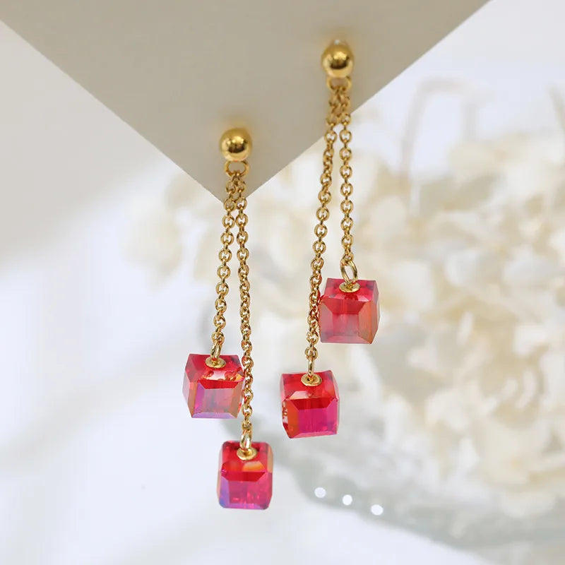 Acrylic Multi Charms Earring Findings with Crystal Inlay, Featuring Crystal Pattern for Commute Style Jewelry Accessories