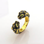 Elaborate Animal Open Ring for Women in Hip-Hop Style, Electroplated Copper with Zircon Inlay
