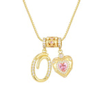 Heart Shape Unisex Necklace with Electroplated Copper Pendant and Zircon Inlay, Featuring a Durable Box Chain