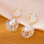 Irregular Baroque Style Drop Earrings with White Imitation Pearl and Baroque Pearl Inlay, Featuring Electroplated Finish