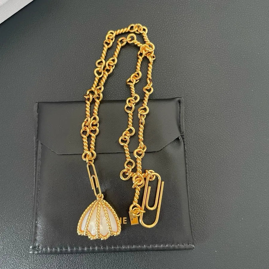 Retro Water Droplets Pendant Necklace for Women with Crystal and Natural Pink Tassel Featuring Natural Stone Inlay
